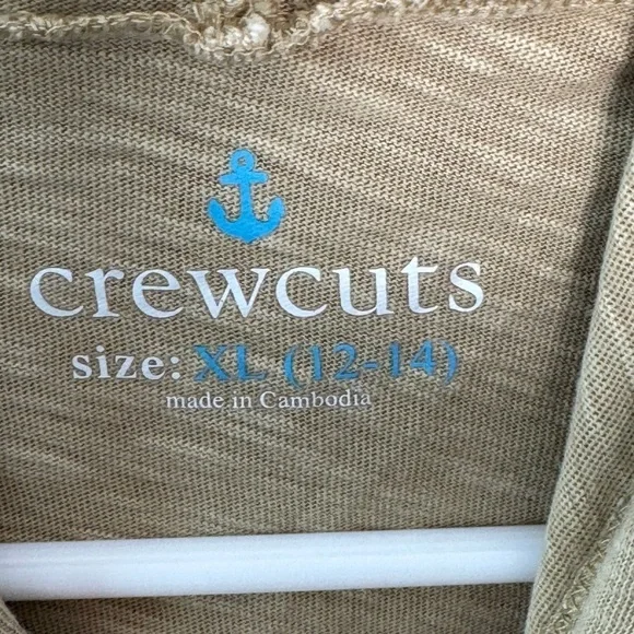 J. Crew Kids Garment-Dyed Hooded T-shirt for boys Tan Hoodie - Picture 6 of 7